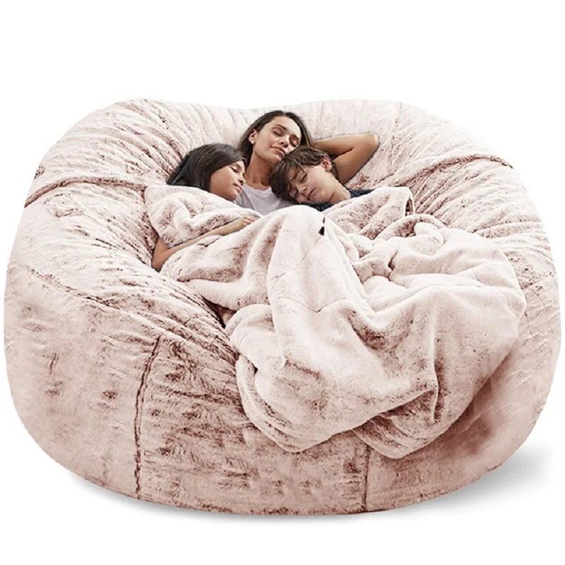 Soft and Warm 180x90cm Fur Bean Bag Bed Cover for Comfortable Living Room Furniture