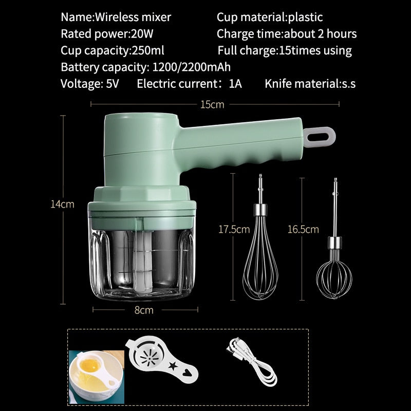 Portable Kitchen Mixer Set - Hand Mixer, Food Processor, and More