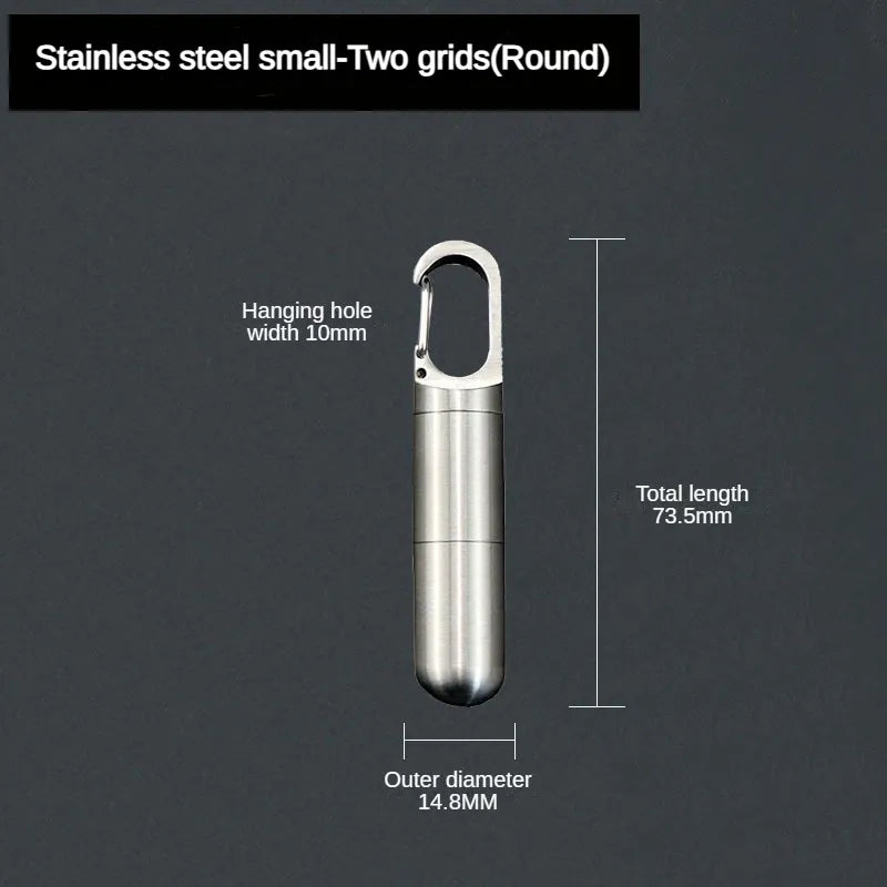 Portable Stainless Steel Waterproof Pill Box for Travel