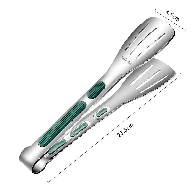 Non-Slip Stainless Steel Kitchen Food Tongs in Various Sizes
