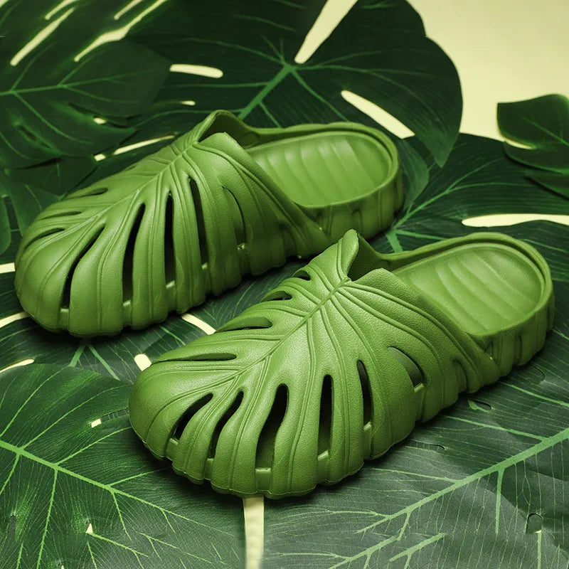 Monstera Summer Slides: Unisex Outdoor and Home Slippers