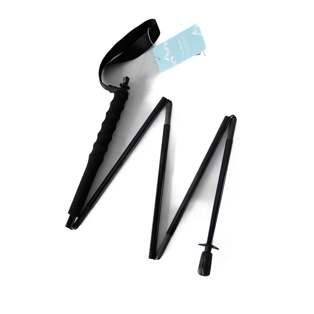 Carbon Fiber Trekking Poles with Diamond Twill Pattern - Portable Folding Hiking Sticks