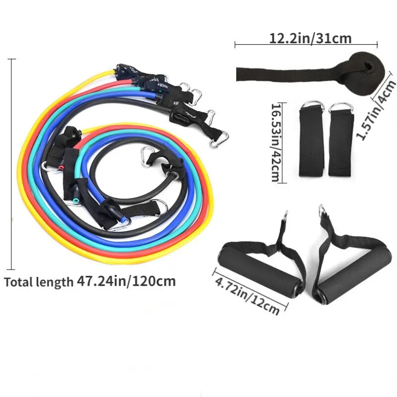 11pcs/Set Resistance Bands and Portable Fitness Equipment