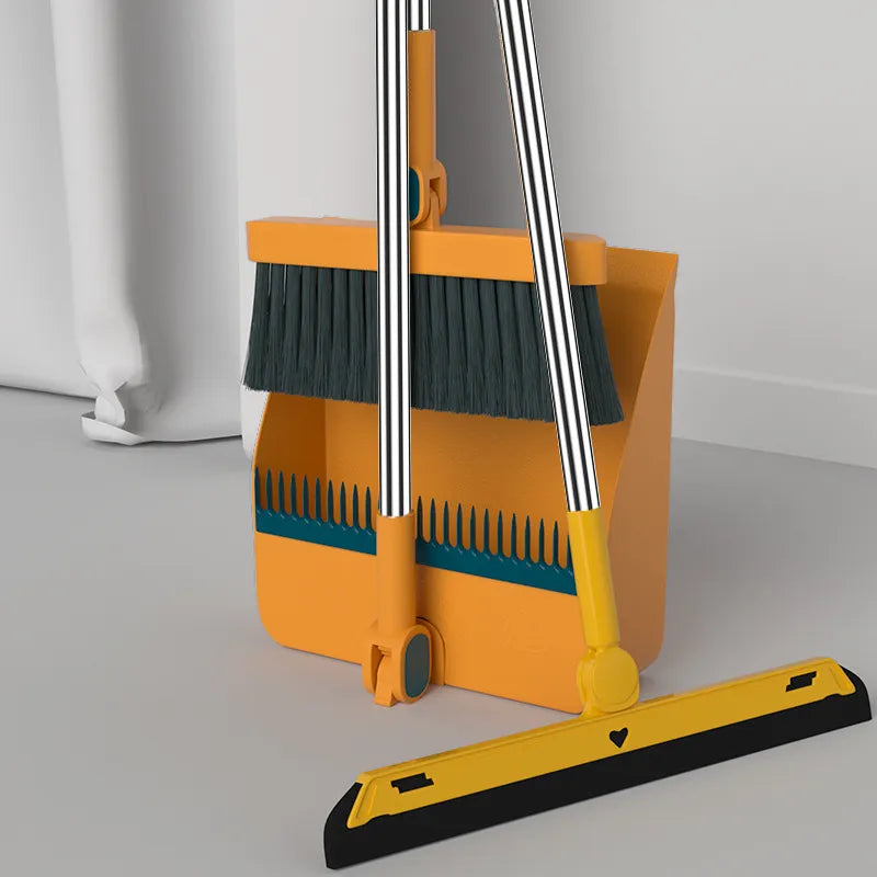 SweepEase Pro: Folding Broom and Scoop Set with High-End Dustpan and Squeegee - Turquoise Dustpan