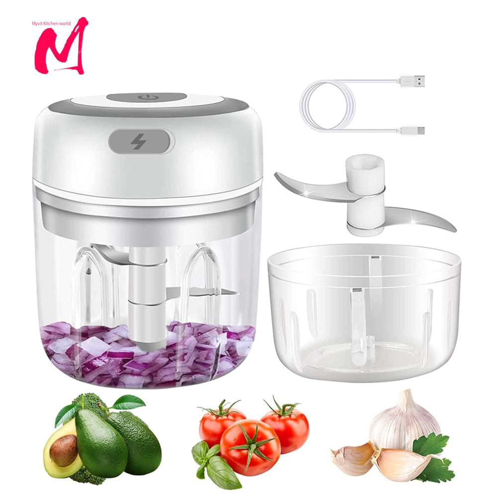 Electric Mini Food Chopper - USB Portable Kitchen Gadgets for Garlic, Meat, and Vegetables - 100m...