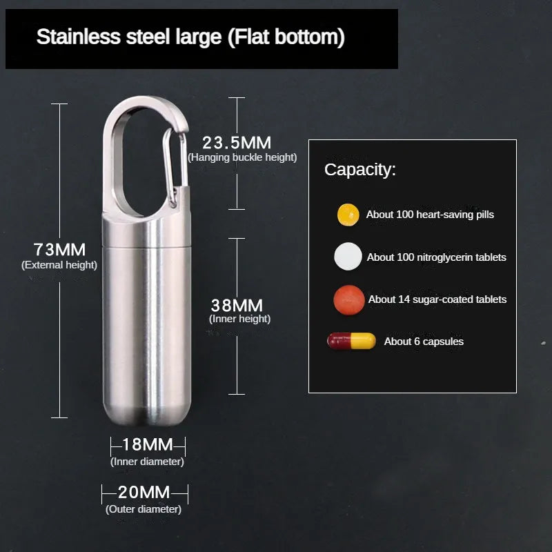 Portable Stainless Steel Waterproof Pill Box for Travel
