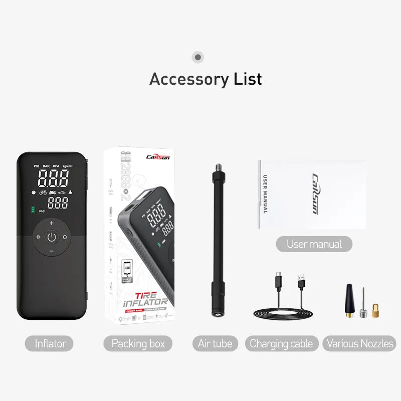Rechargeable Digital Tire Inflator for Cars and Bicycles