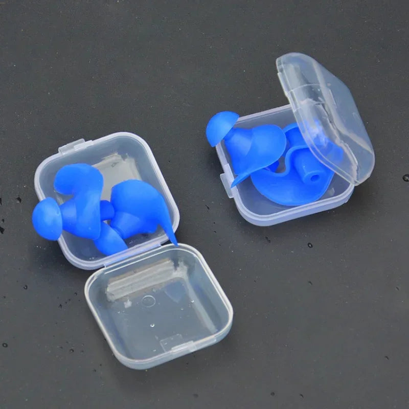 Waterproof Swimming Earplugs with Silicone Spiral Design and Storage Box