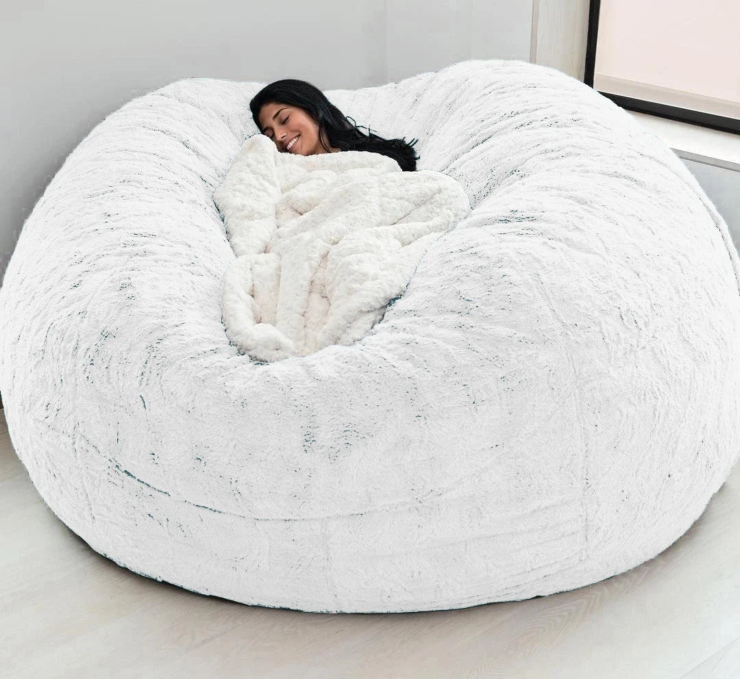 Soft and Warm 180x90cm Fur Bean Bag Bed Cover for Comfortable Living Room Furniture