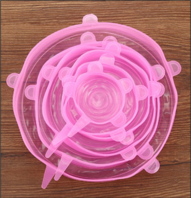 6-Piece Set of Silicone Food Lid Stretch Covers - Kitchen Preservation Tools