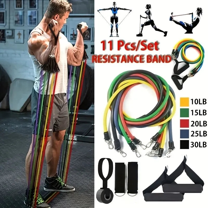 11pcs/Set Resistance Bands and Portable Fitness Equipment