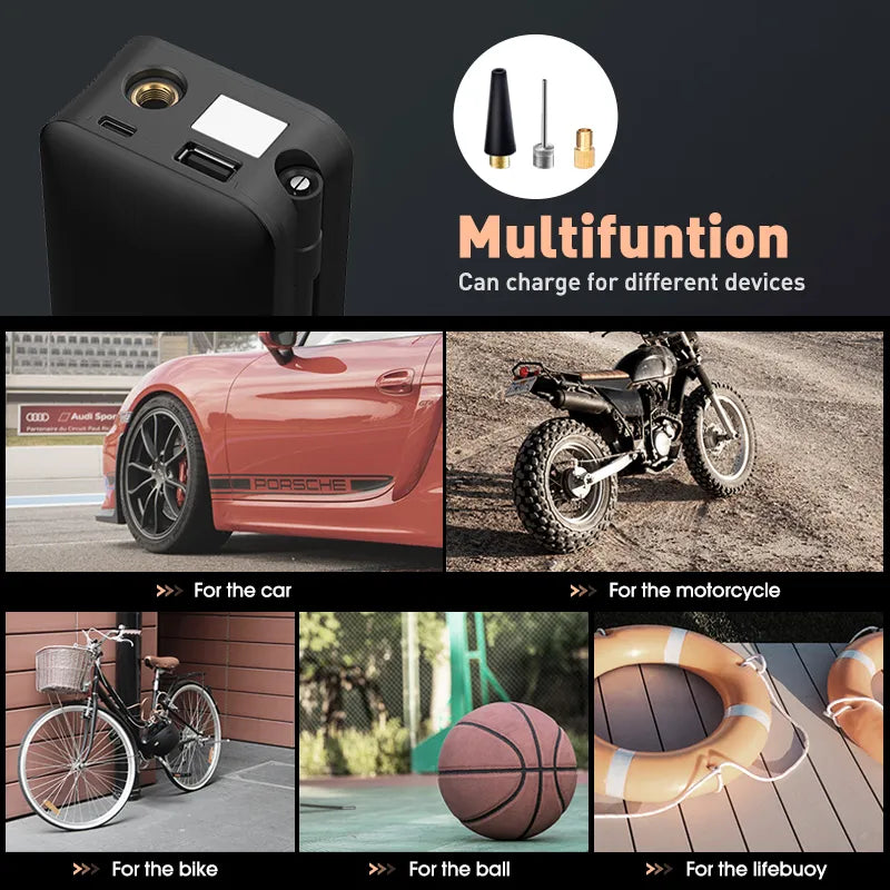 Rechargeable Digital Tire Inflator for Cars and Bicycles