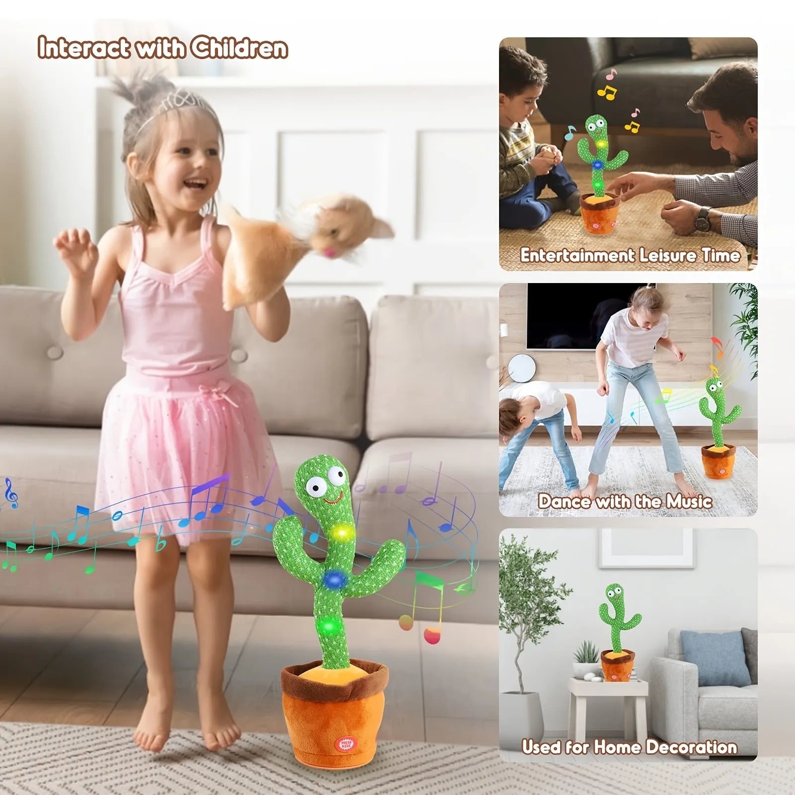 Dancing Cactus Talking Toy - Singing, Recording, and Interactive Plush Gift