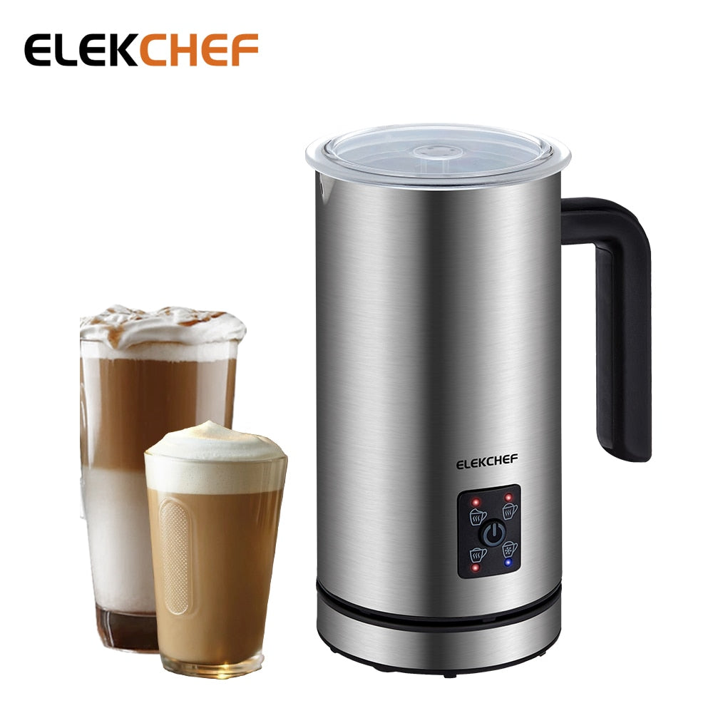 ELEKCHEF 4-in-1 Coffee Milk Frother and Warmer - Perfect for Latte, Cappuccino, and More - EMF500