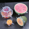 6-Piece Set of Silicone Food Lid Stretch Covers - Kitchen Preservation Tools - Yellow