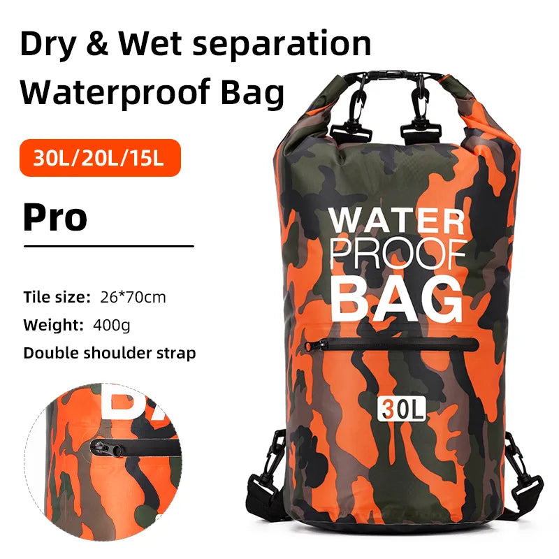 Waterproof Dry Bags Backpack for Outdoor - 30L Orange Pro