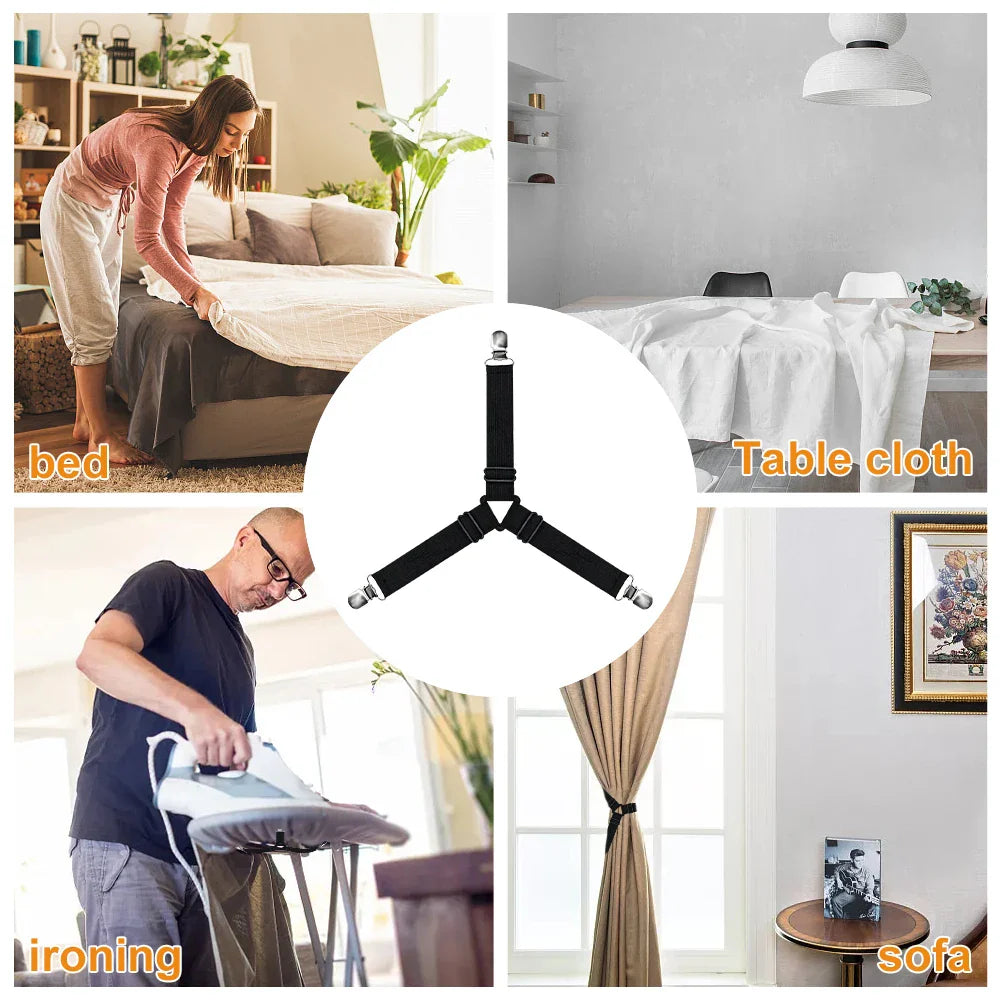 Adjustable Bed Sheet Grippers - Set of 4 Fasteners for Sheets and Bedding