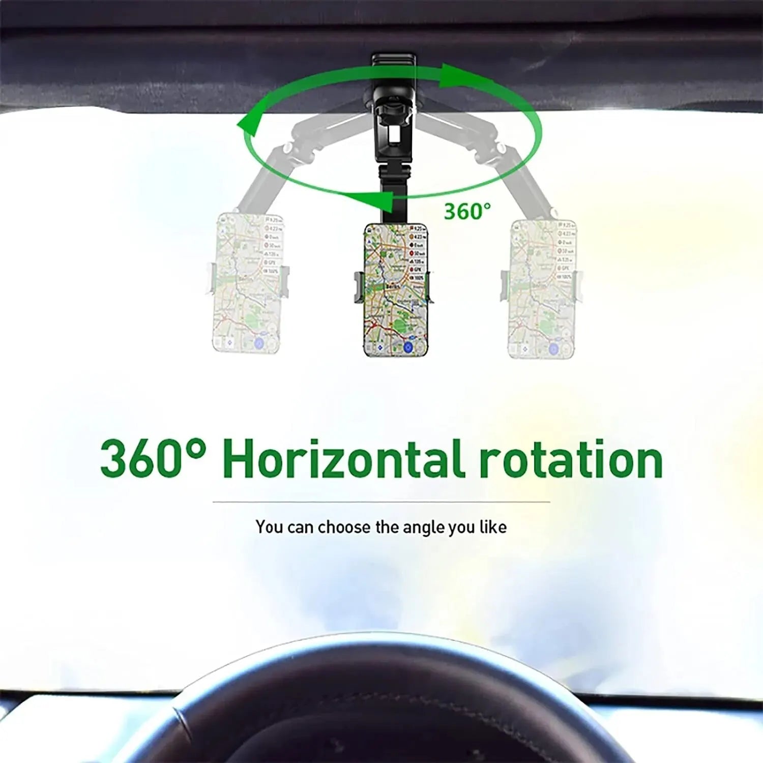 360° Rotating Sun Visor Phone Holder for Car