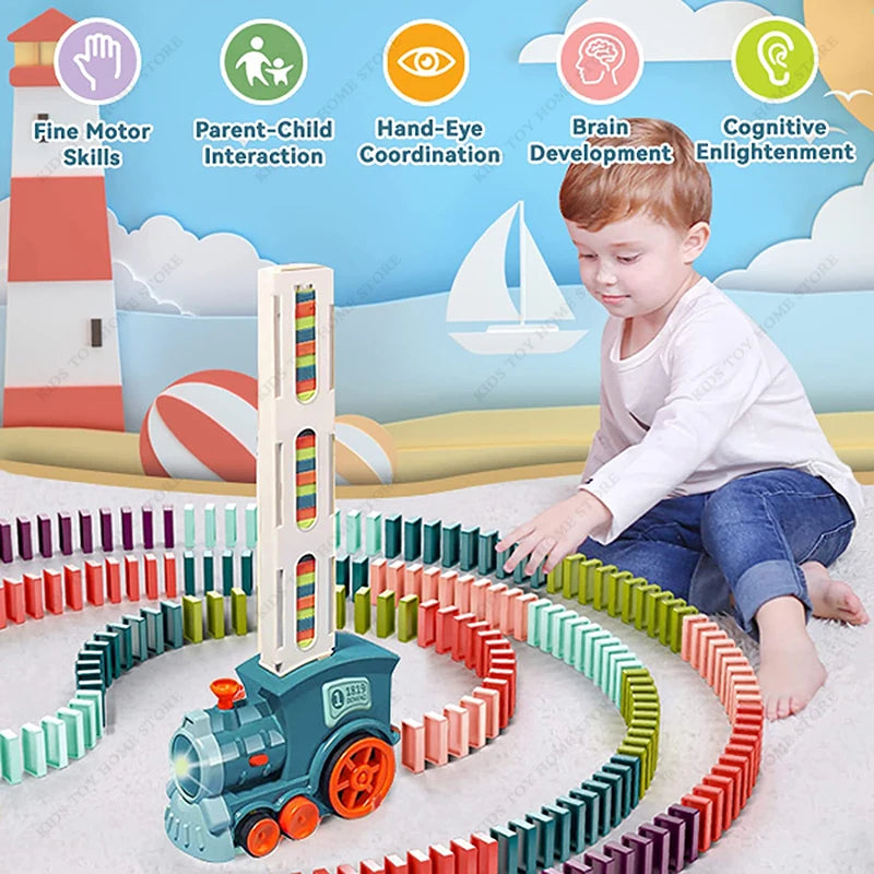 Automatic Domino Train Set - Educational Toy for Kids