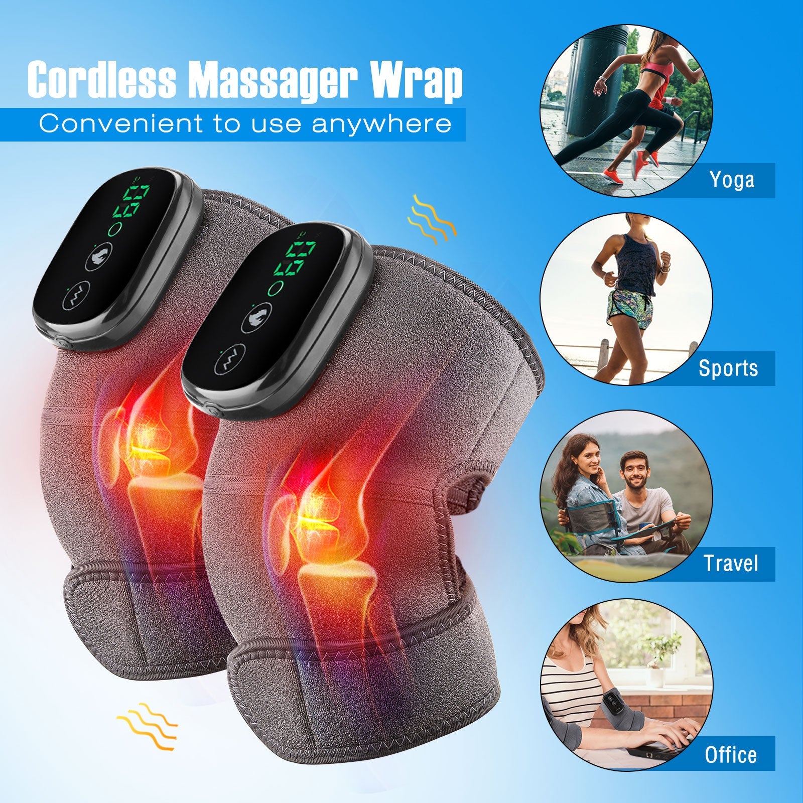 Electric Heating Knee Massager for Joint Pain Relief and Physiotherapy
