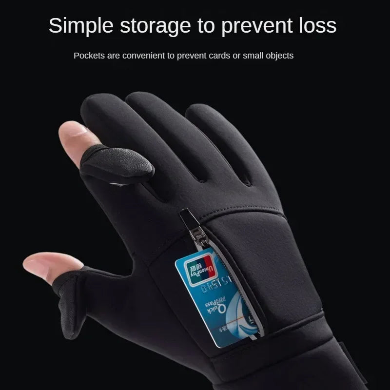 Waterproof Winter Fishing Gloves with 2-Finger Flip for Men and Women