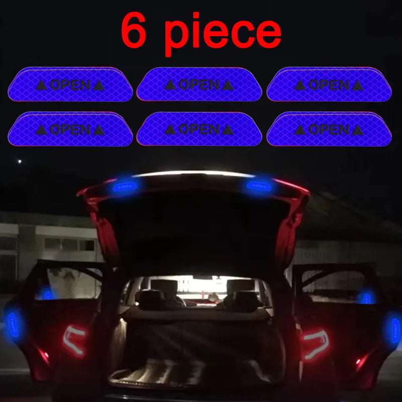 6-Piece Reflective Car Warning Sticker Set for Various Models