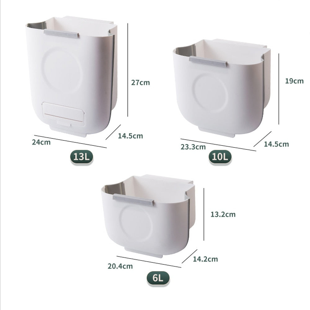 Collapsible Hanging Trash Bin - 6/10/13L for Kitchen and Office