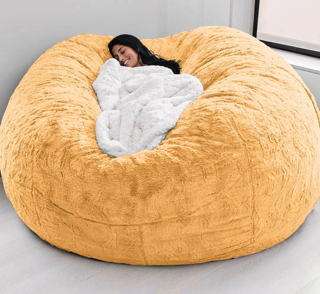 Soft and Warm 180x90cm Fur Bean Bag Bed Cover for Comfortable Living Room Furniture