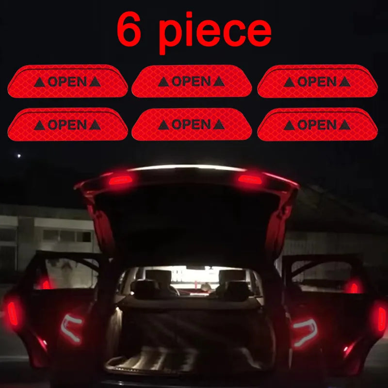 6-Piece Reflective Car Warning Sticker Set for Various Models