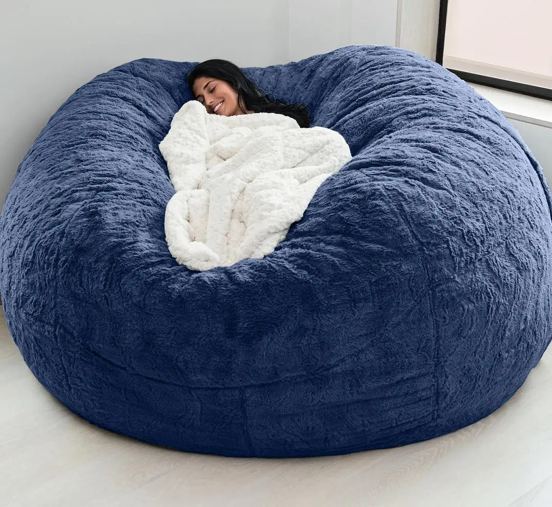 Soft and Warm 180x90cm Fur Bean Bag Bed Cover for Comfortable Living Room Furniture
