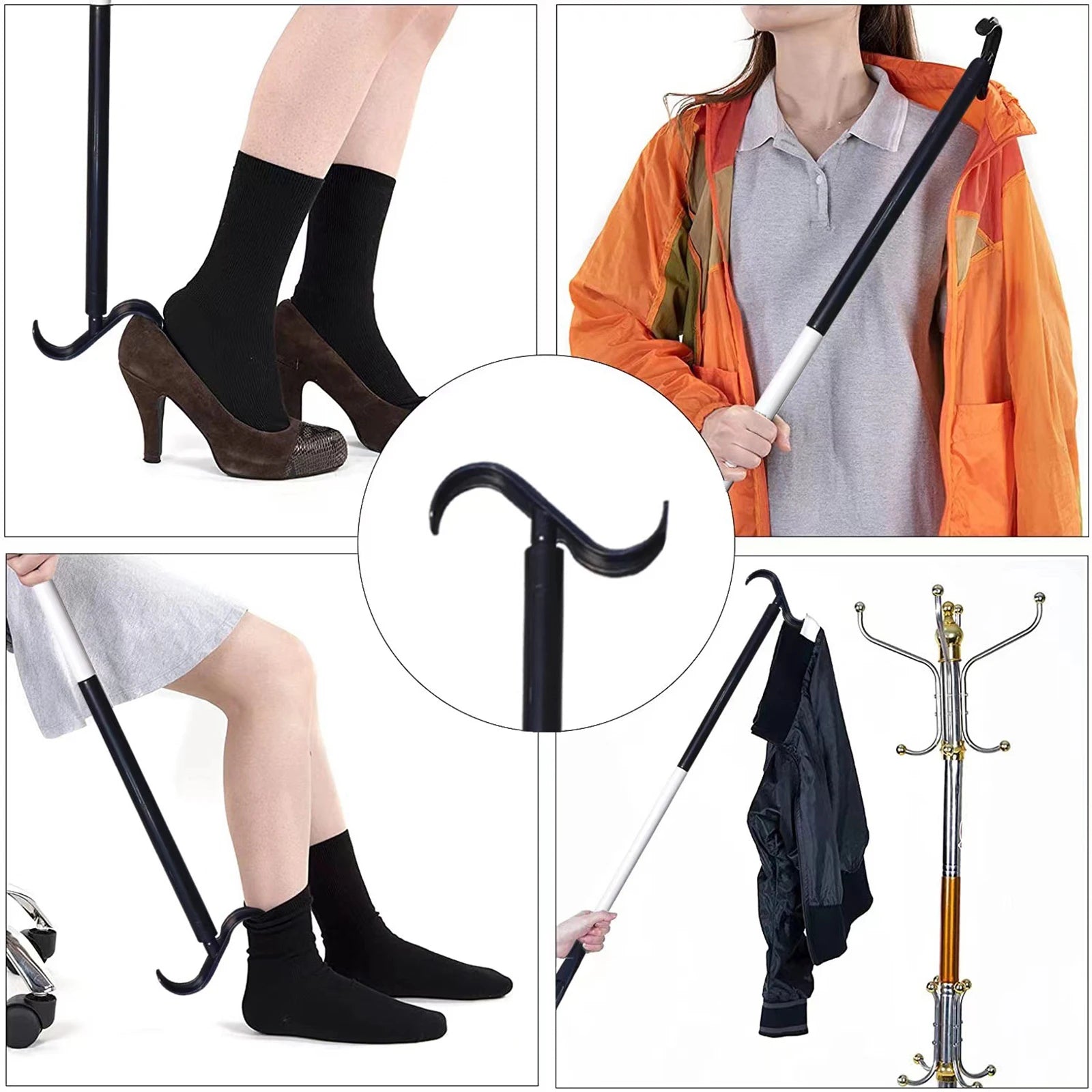 Multifunctional Clothing and Shoe Dressing Aid - with Shoe Horn