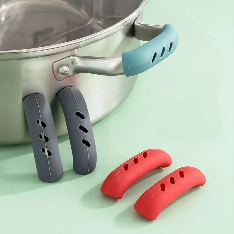 Protective Silicone Pan Handle Cover - Anti-Scalding Device - 2x Grey