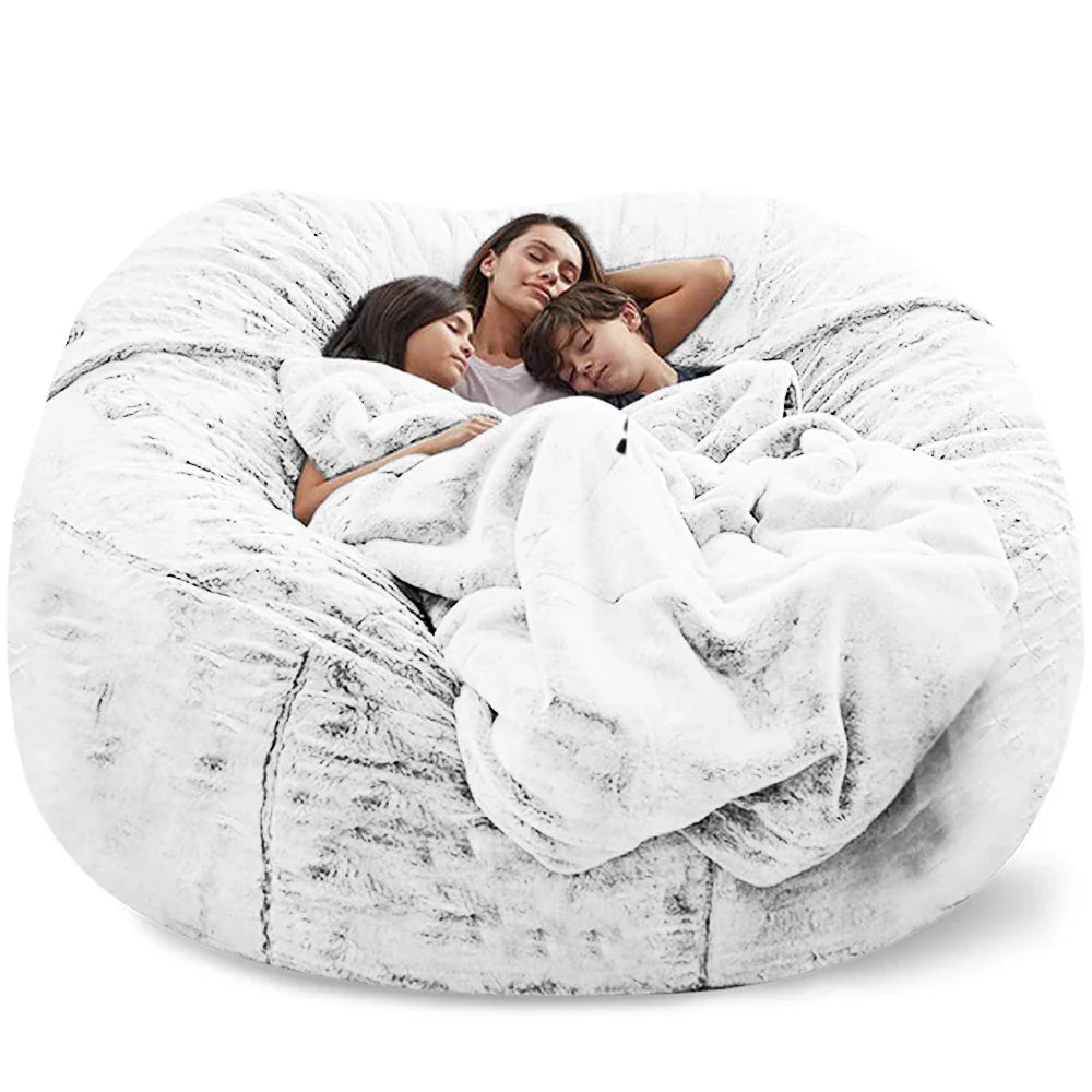 Soft and Warm 180x90cm Fur Bean Bag Bed Cover for Comfortable Living Room Furniture