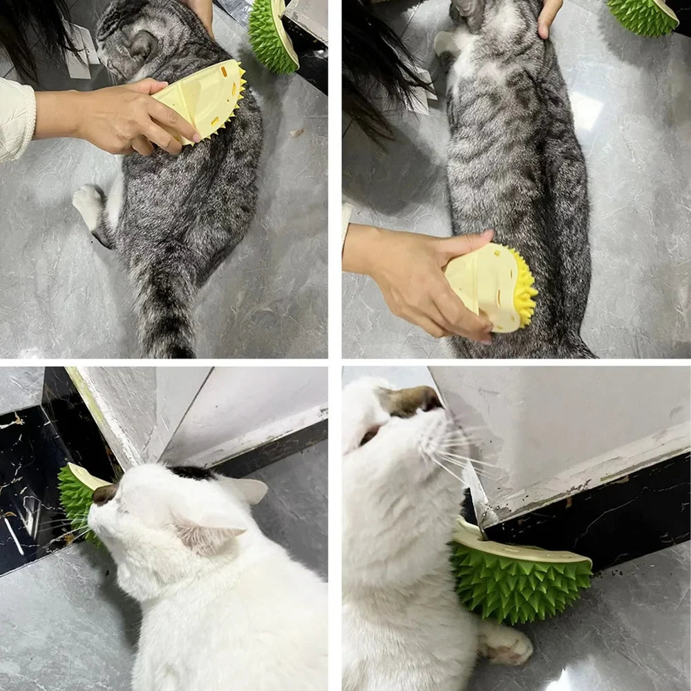 Pet Grooming Combo: Cat Scratcher Massager and Hair Removal Brush