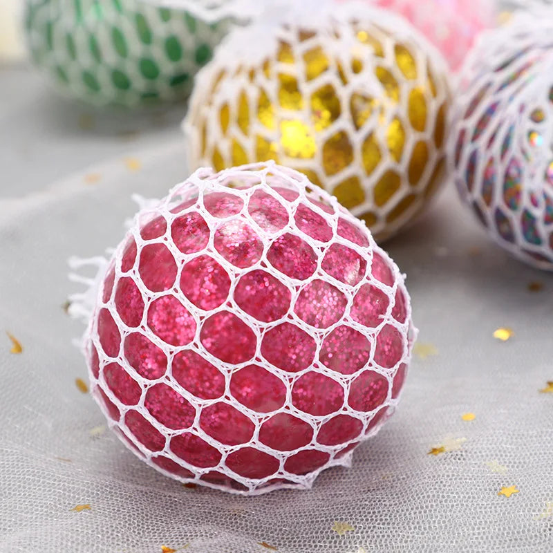 LED Glitter Foam Colored Bead Grape Vent Ball - Stress Relief Fidget Toy