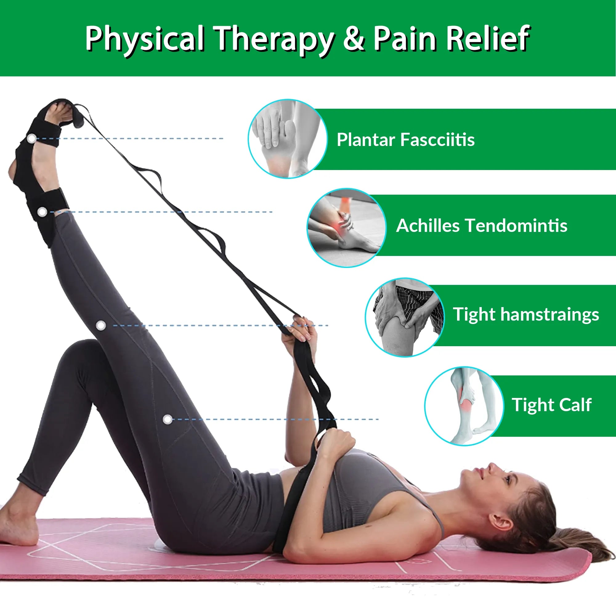 KOMZER Yoga and Gymnastics Stretch Strap with Loops for Leg and Foot Stretching
