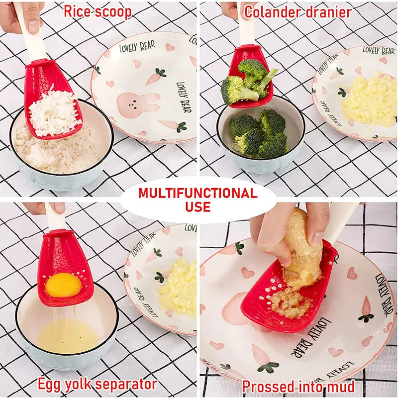 Multifunctional Cooking Spoon with Innovative Potato and Garlic Press