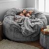 Soft and Warm 180x90cm Fur Bean Bag Bed Cover for Comfortable Living Room Furniture - Dark Grey