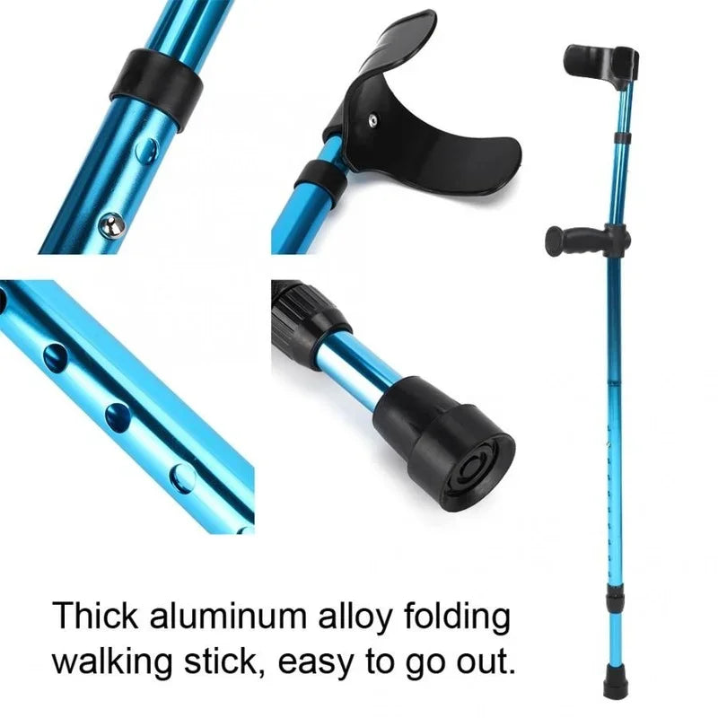 Portable Aluminum Alloy Folding Underarm Cane for Disabled Seniors
