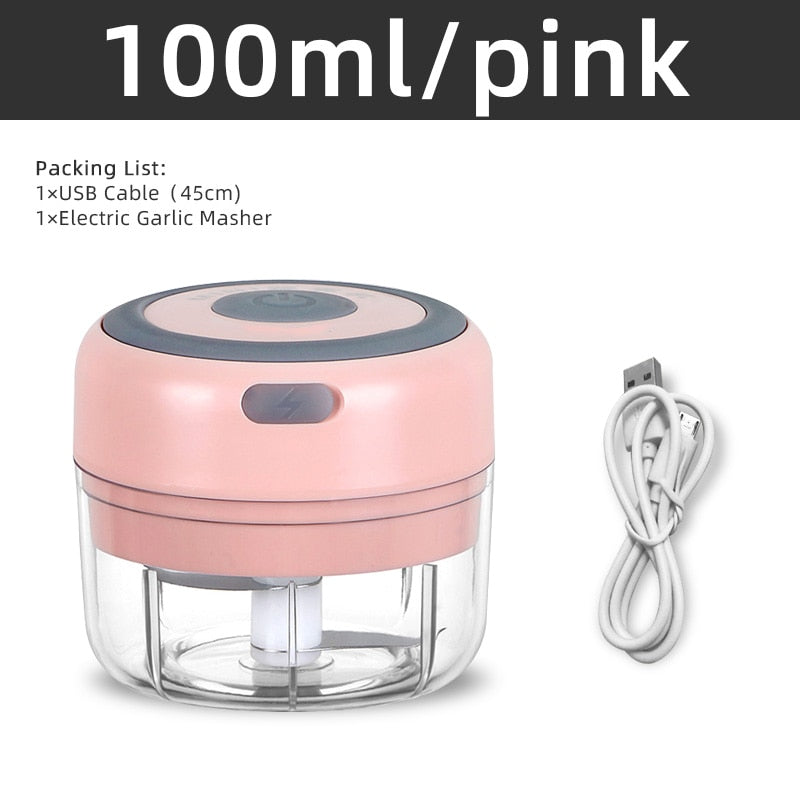 Electric Mini Food Chopper - USB Portable Kitchen Gadgets for Garlic, Meat, and Vegetables