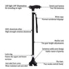 Retractable Aluminium Safety Walking Cane with LED Light for Elderly Men and Women