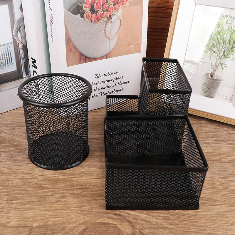 Creative Metal Desk Stationery Organizer - Pen Holder, Pencil Storage, and More