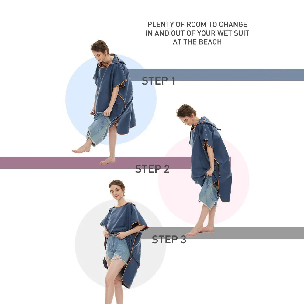 Quick-Dry Microfiber Surf Poncho Towel for Adults