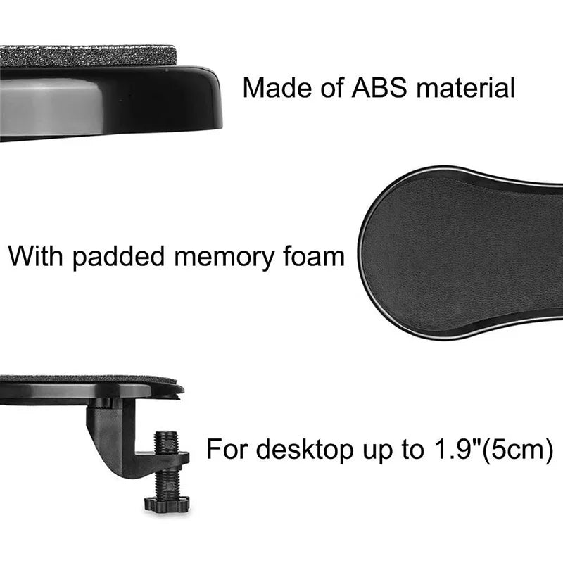 Adjustable Ergonomic Computer Arm Rest with Rotating Mouse Pad Holder