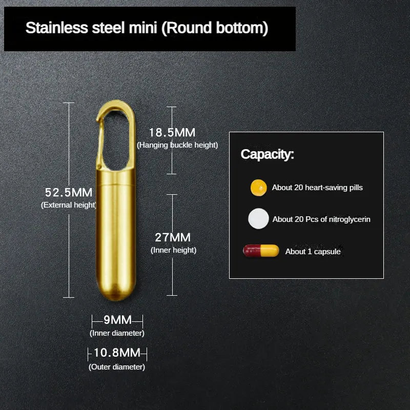 Portable Stainless Steel Waterproof Pill Box for Travel