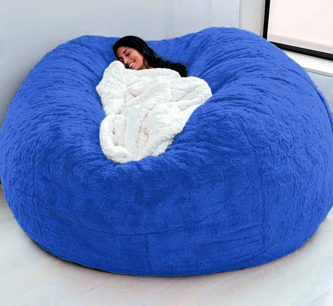 Soft and Warm 180x90cm Fur Bean Bag Bed Cover for Comfortable Living Room Furniture