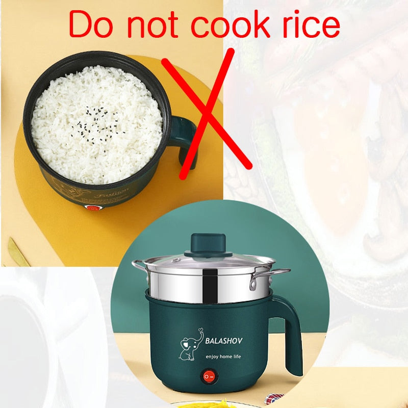 Mini Electric Cooker Pot - Non-Stick, Single/Double Layer, Multifunction