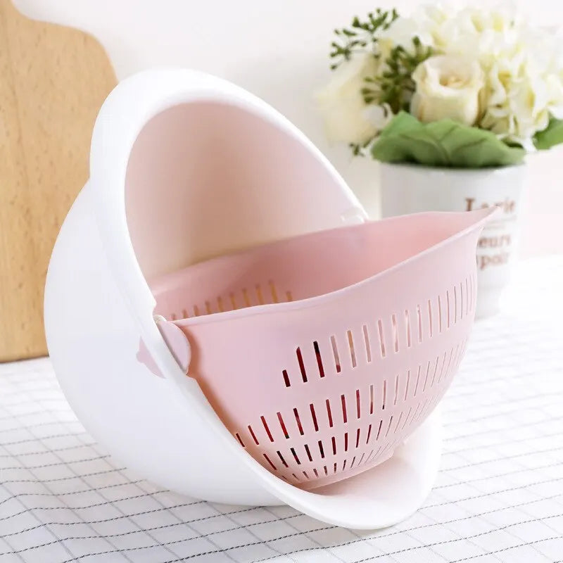 SwivelFresh Duo: Removable Double Layer Fruit and Vegetable Washing Tray