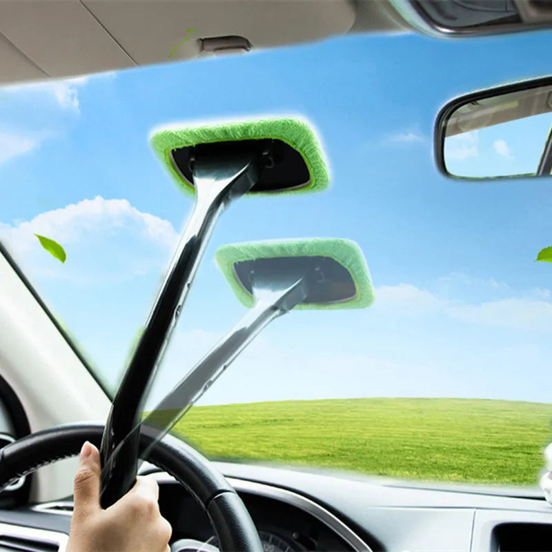 Car Window Cleaner Kit with Long Handle for Interior Glass