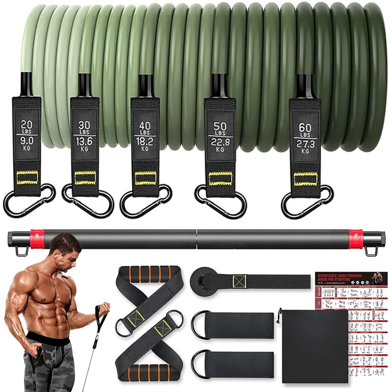 5-Tube Resistance Band Set with Accessories for Full-Body Workout - 150 Lbs Purple Set